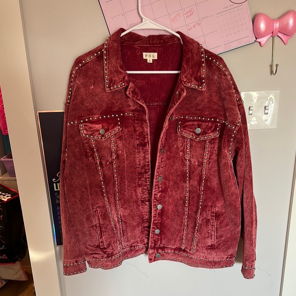 Studded Red Corduroy Jacket